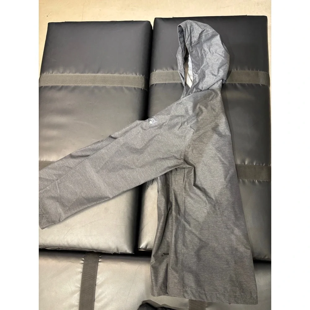 The North Face HyVent Rain Jacket Grey Heathered Waterproof Hooded Shell Mens